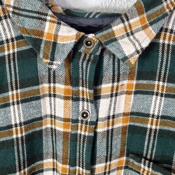 prAna Organic Cotton Flannel Shirt Grunge Revival Plaid Button Front Size XL - Picture 4 of 11